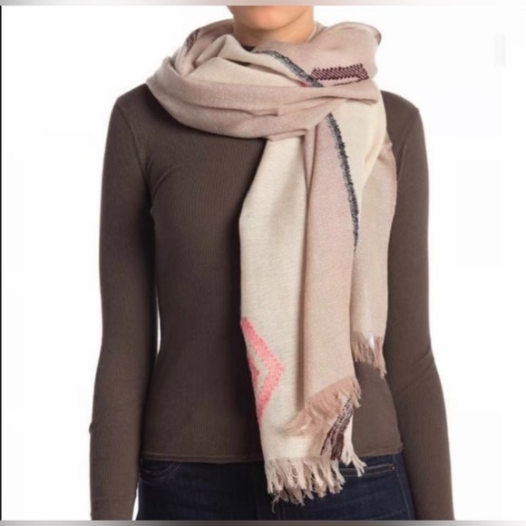 Madewell Accessories - Madewell Tan and Brown Scarf with Fun Accent Colors